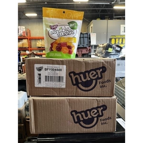 2 NEW CASES OF HUER SENSIBLE SWEETS SOFT FRUIT JELLIES, 12 130G BAGS PER CASE INDIVIDUALLY WRAPPED F