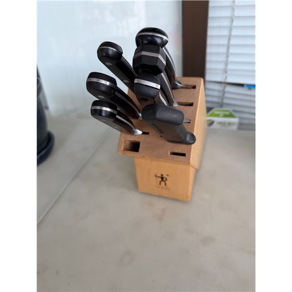 Assorted knives in knife block