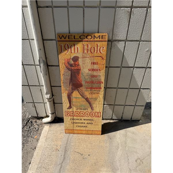 Welcome 19th Hole barroom sign 14 x 36