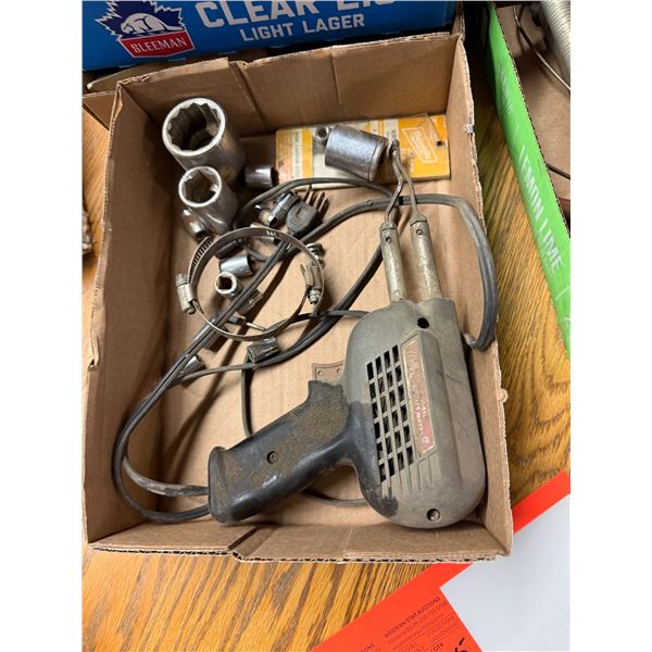 Solder, gun and sockets, etc.