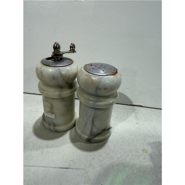 Marble salt and pepper shakers