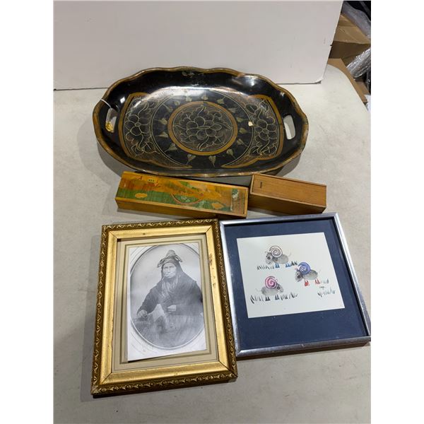 Trays, boxes and artwork