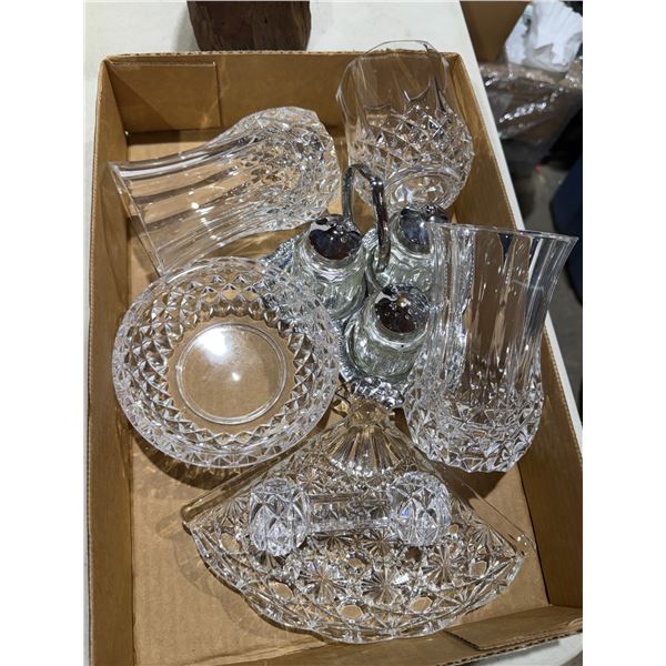 Crystal items, knife, rest vases serving items