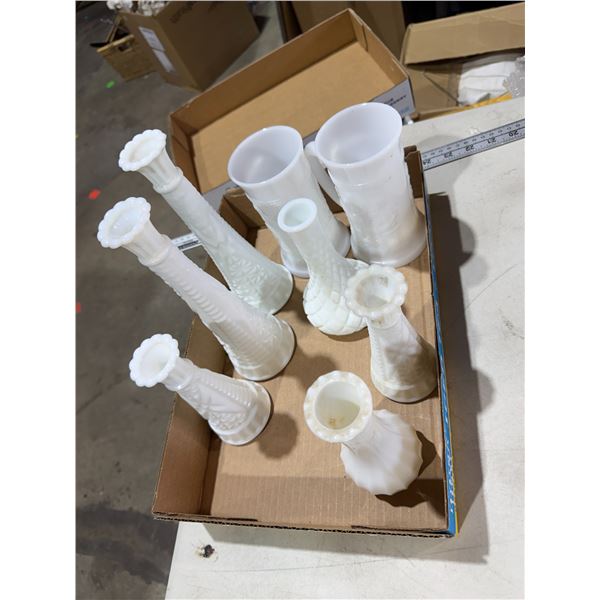 Milk, glass vases