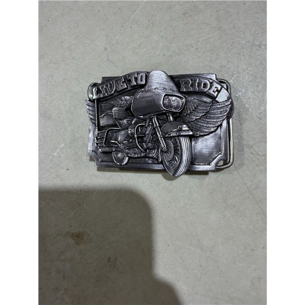 Live to ride belt buckle