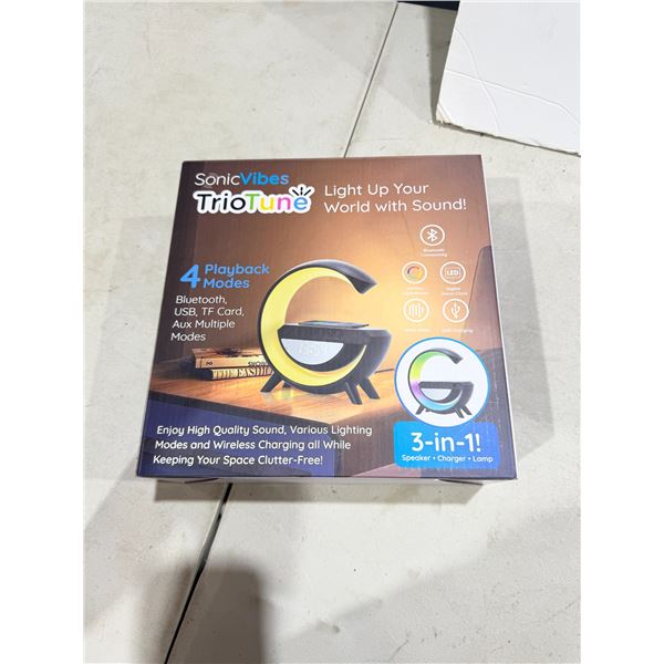 Sonic vibes, Trio, tune light up your world with sound, Bluetooth USB, etc.