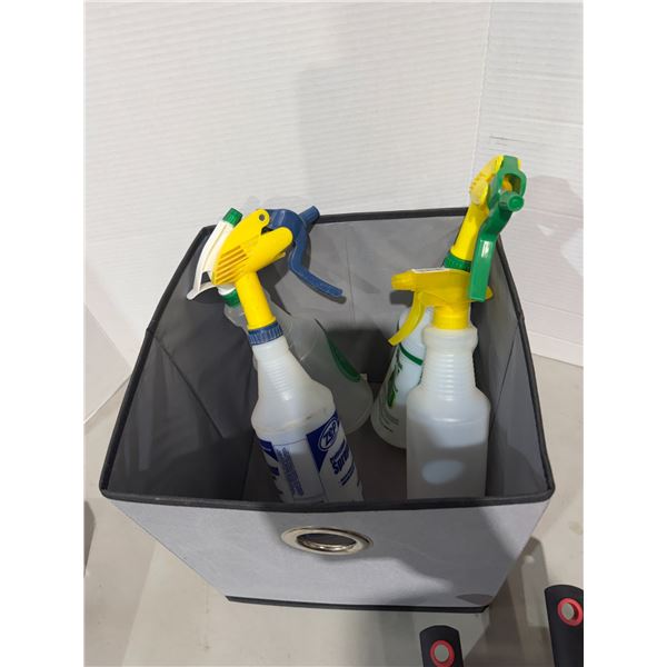 Spray bottles and container