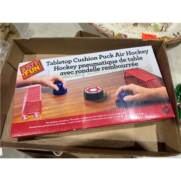 Table top cushion, puck air, Hockey game