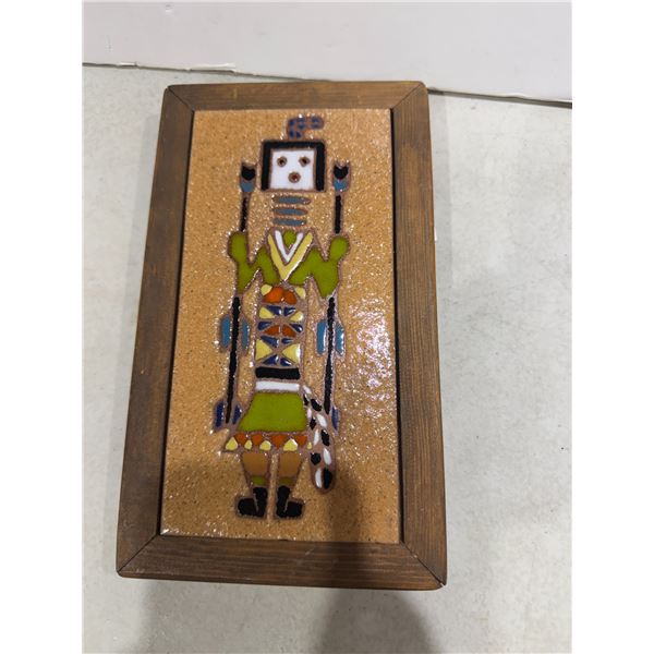 Hand painted 1977 territorial tiles, Santa Fe framed wall tile