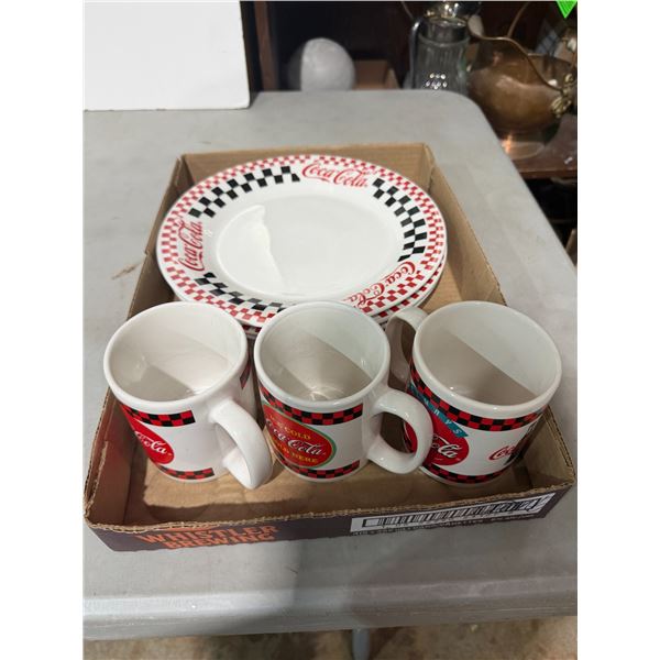 Coca-Cola mugs and plates