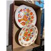 Image 1 : vintage decorative plates likely feature Hungarian Kalocsa-style hand-painted floral motifs