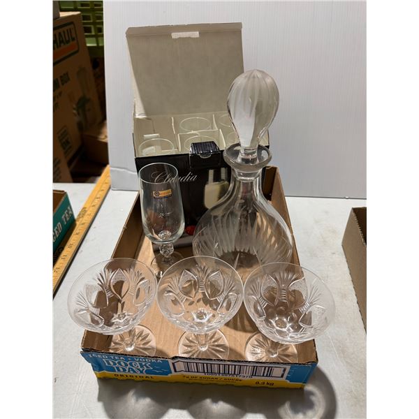 Decanter and Bohemian crystal glasses