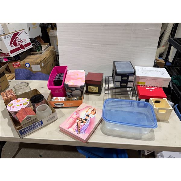 Storage boxes, etc.