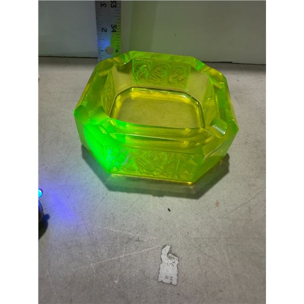 Vintage, bohemian Czech glass ashtray