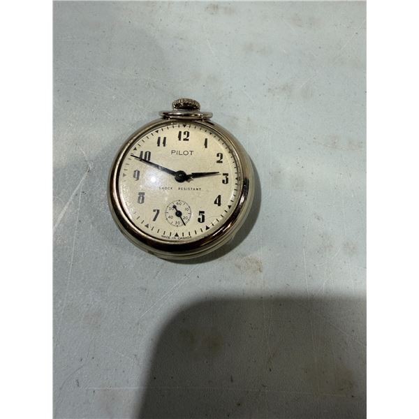 Pilot pocket watch shock resistant made in Canada works