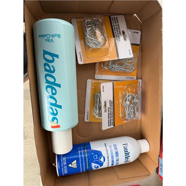 Ironing, spray, starch, shower, curtain, rings, etc.