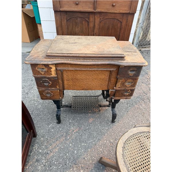 Canadian white sewing machine, antique treadle