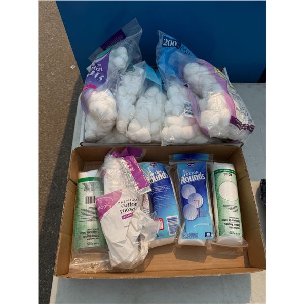 Cotton balls and cotton pads