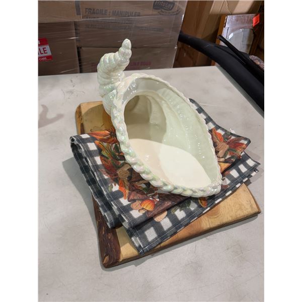 Fall decor and wood cutting board