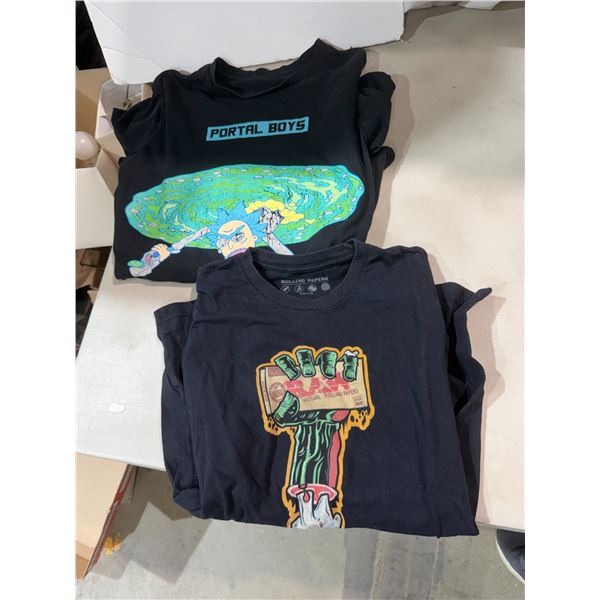 Two shirts, size, small and medium