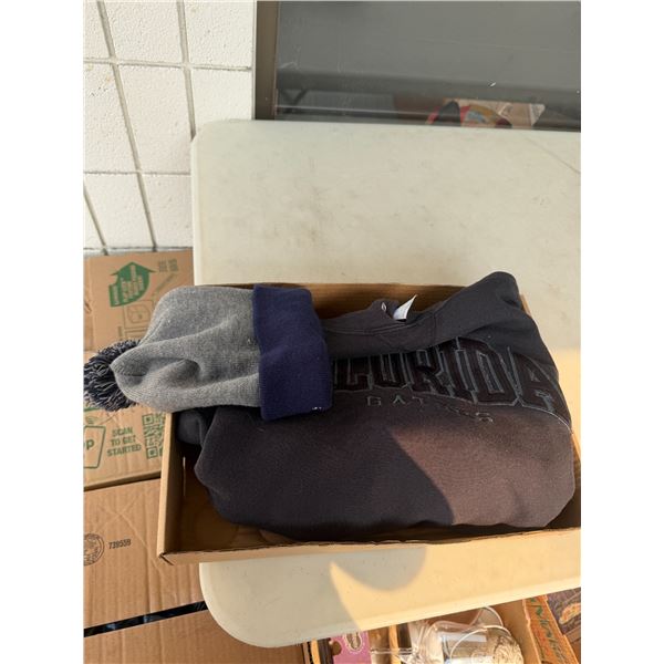 Hoodie size, large, and a toque