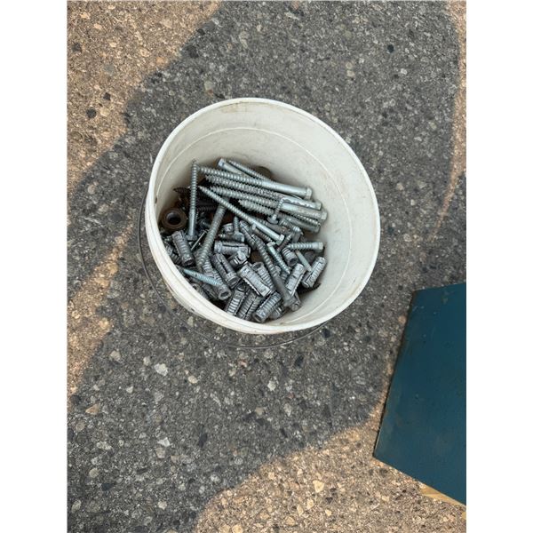 Misc pail of nuts and bolts and misc