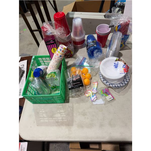 Disposable cups and other party items