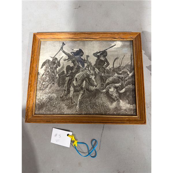 Vintage print cowboys & bulls