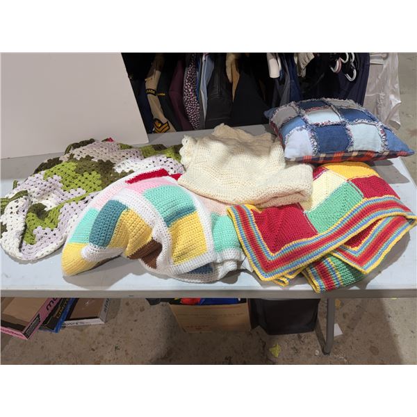 Handcrafted, blankets and patchwork pillow