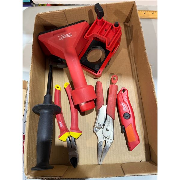 Assorted Milwaukee tools and attachments