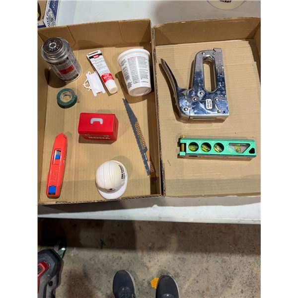 Stapler, level, and other items