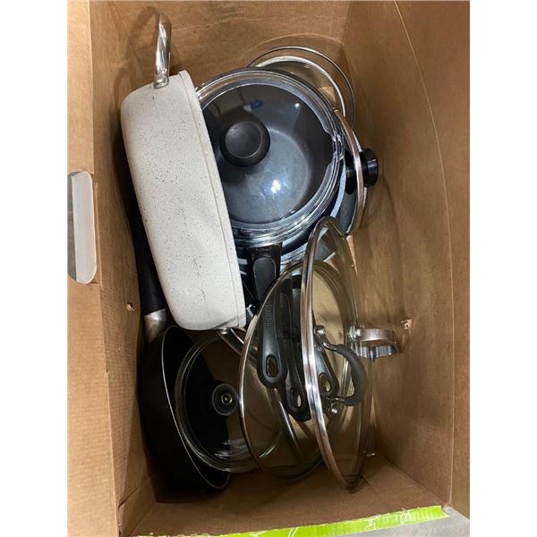 BOX LOT OF POTS