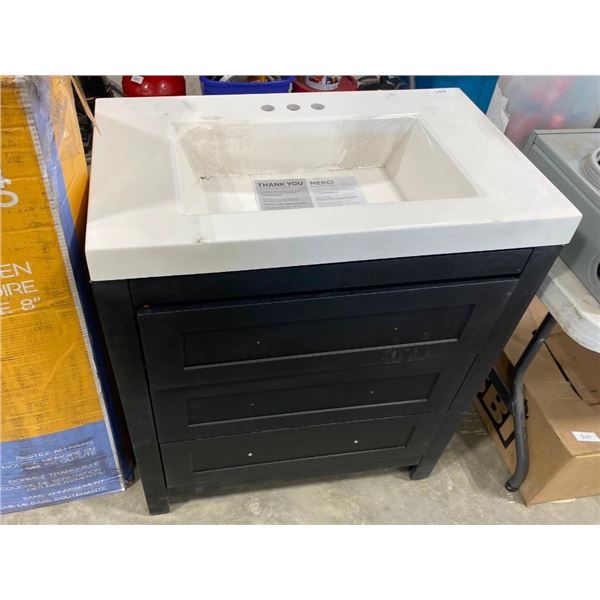 30IN VANITY - SLIDER NEEDS REATTACHED TO TOP DRAWER
