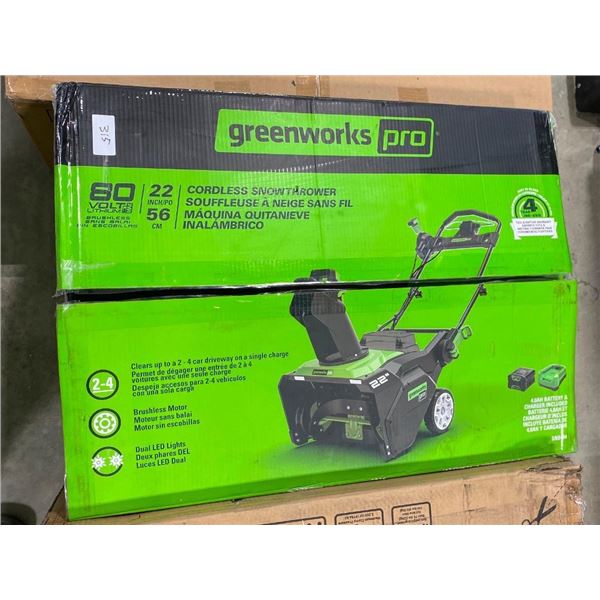 GREENWORKS 80V 22IN SNOWBLOWER
