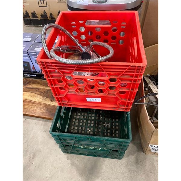 2 MILK CRATES WITH ASSORTED ITEMS