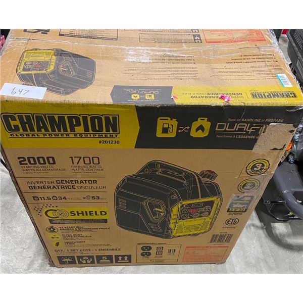 2000 STARTING WATT CHAMPION DUAL-FEUL INVERTER GENERATOR