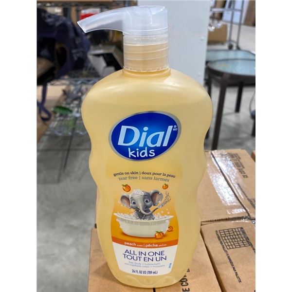8 BOTTLES OF DIAL KIDS HAIR, BODY & BUBBLE BATH..PEACH