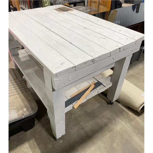 34X51.5IN WOODEN SHELF ON WHEELS