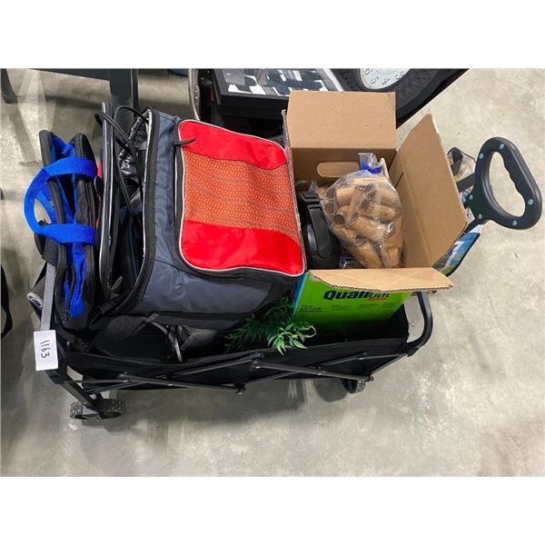 WAGON CART WITH ASSORTED ITEMS