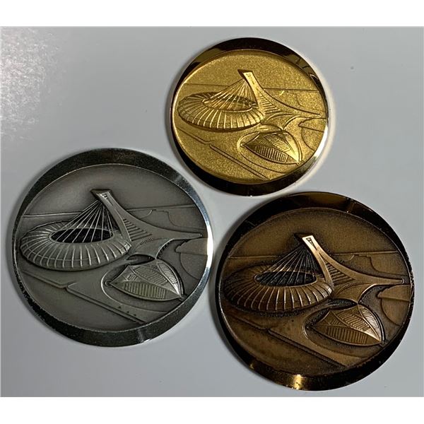 Official 1976 Montreal Olympic Games Medallion - Set of Gold, Silver, Bronze