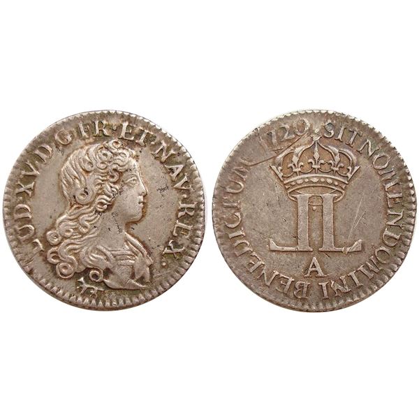 1720-A [Paris Mint] John Law Livre d’Argent Fin.