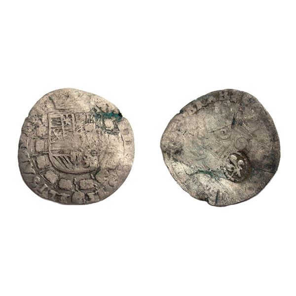 1640 countermark on a 1598-1621 Spanish Netherlands 5 Patards of Albert & Isabel for Brabant, likely