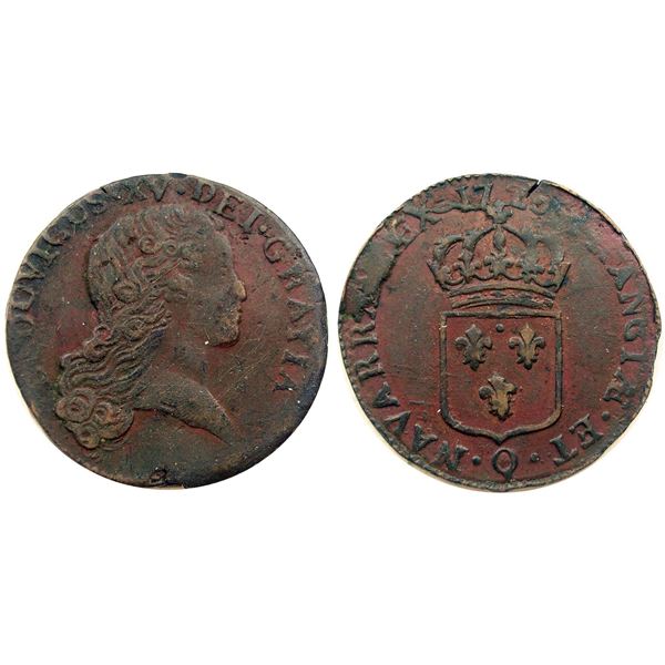 1726-Q [Perpignan Mint] John Law Sol, possibly a 1726/5 Overdate.