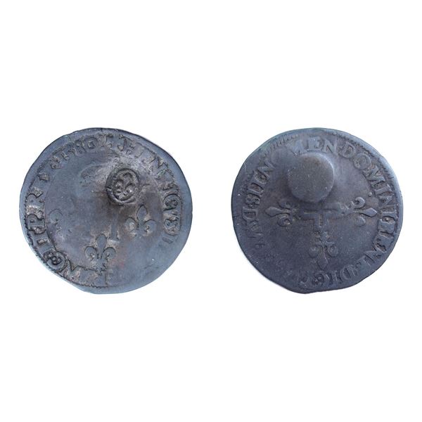 1640 countermark on a 1580-D [Lyon Mint] Henri III Double Sol Parisis, 2nd Type, Ciani 1444, Dupless