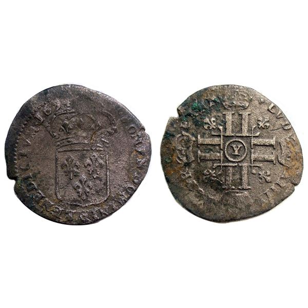1694-Y [Bourges Mint] Recoined Sol de 15 Deniers, Gadoury 91.