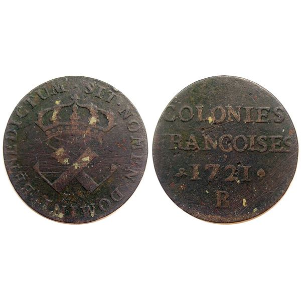 1721-B [Rouen Mint] Copper Nine Deniers, Martin 1.2-A.2.   Rarity-4.