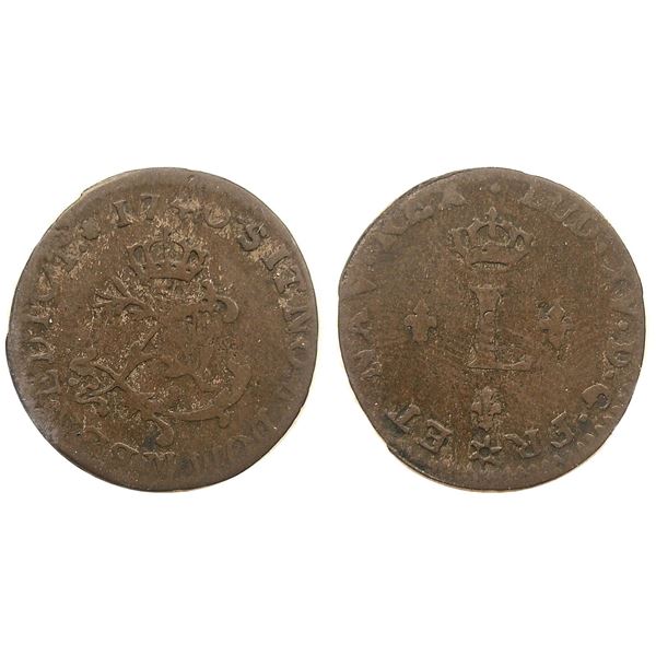 1740-M [Toulouse Mint] Billon Half Sous Marques.  Vlack 306.  Rarity-7.