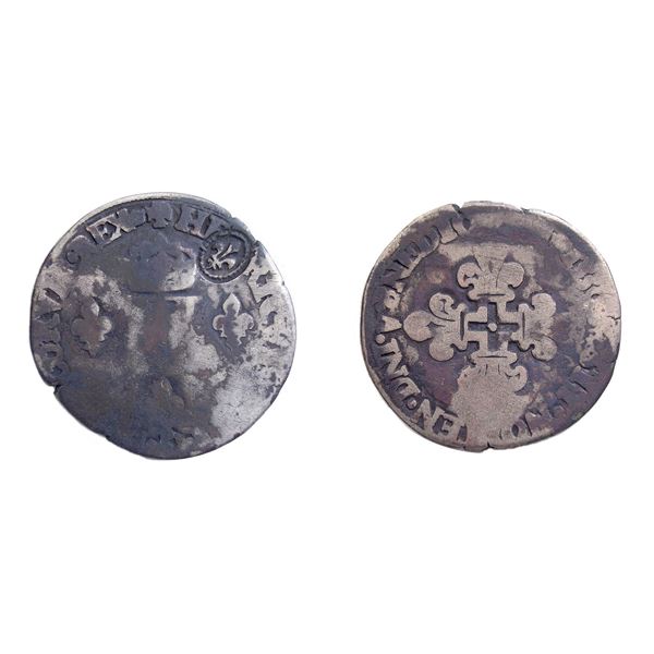 1640 countermark on a 1550-A [Paris Mint] Henri II Double Sol Parisis or Gros de Six Blancs, Ciani 1
