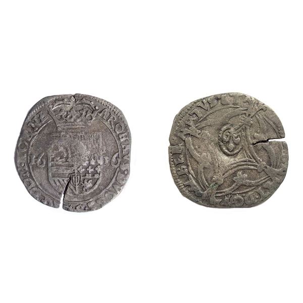 1640 countermark on a 1616 Spanish Patard of Albert & Isabel for Brabant (Spanish Netherlands).