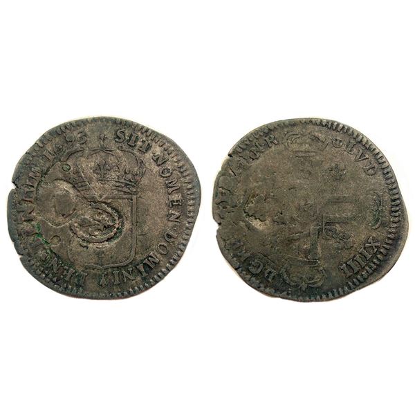 1693-K [Bordeaux Mint] Recoined Sol de 15 Deniers, Gadoury 93.